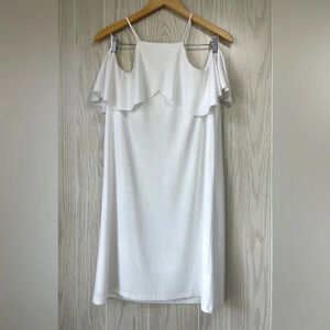 Cato White Cold shoulder Mini Dress Size Small EUC